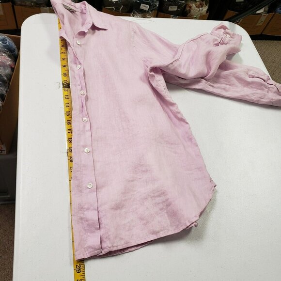 J Jill Oversized Linen Button Up Top Size M Shirt Purple Long Sleeve Pastel - Picture 7 of 9